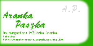 aranka paszka business card